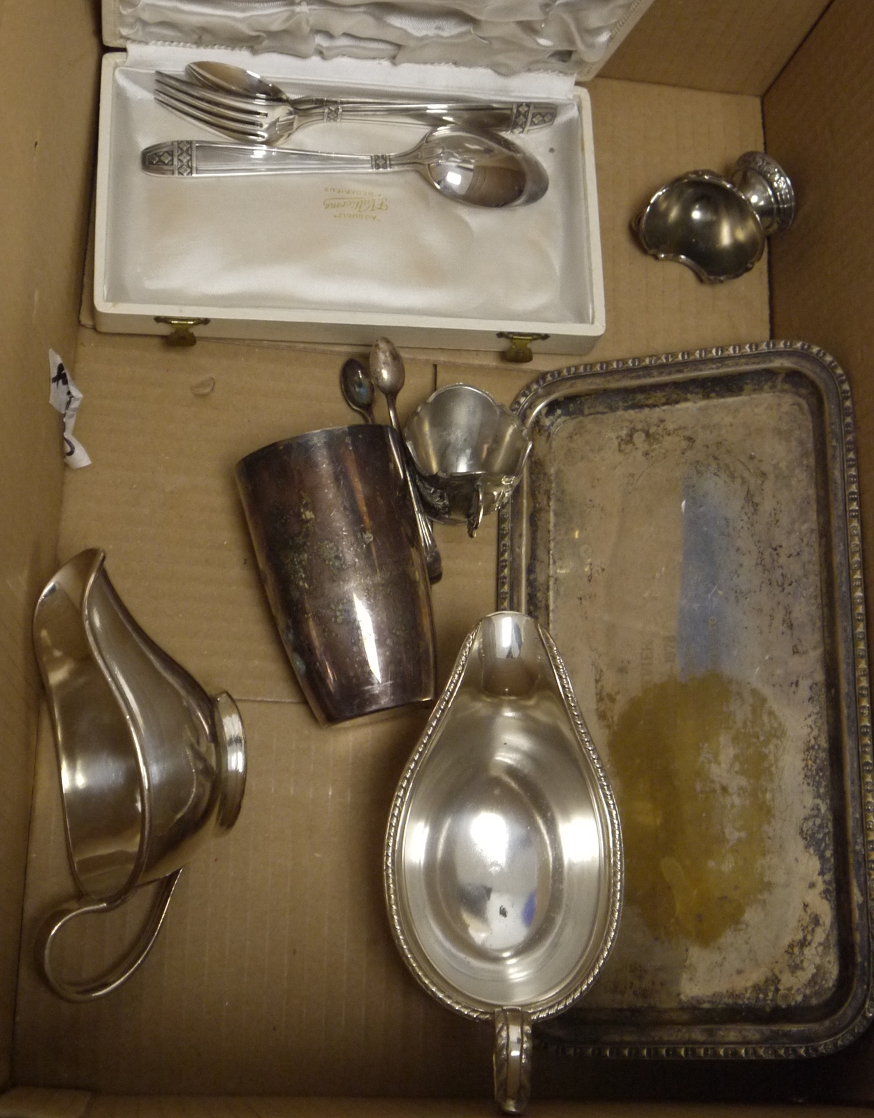 Collection of Edwardian and later silver plate including an engraved part tea service, pierced - Image 2 of 4