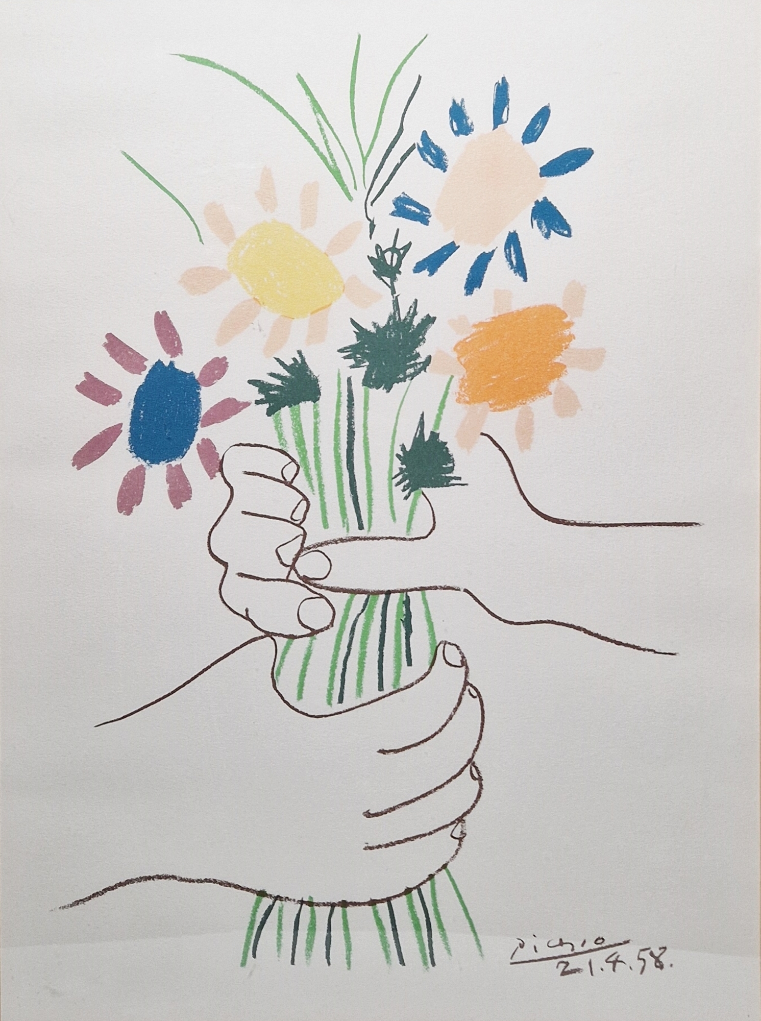 After Pablo Picasso (1881-1973) Lithograph in colours "Bouquet of Peace", signed and dated within
