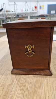 Edwardian marquetry inlaid fall-front stationery casket, the front with leather lined fold-out - Image 9 of 54