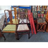 Pair of 19th century mahogany Chippendale-style dining chairs with drop out upholstered seats,