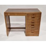 AB Good Furniture Units mid century golden oak desk, the rectangular top inset with brown leather