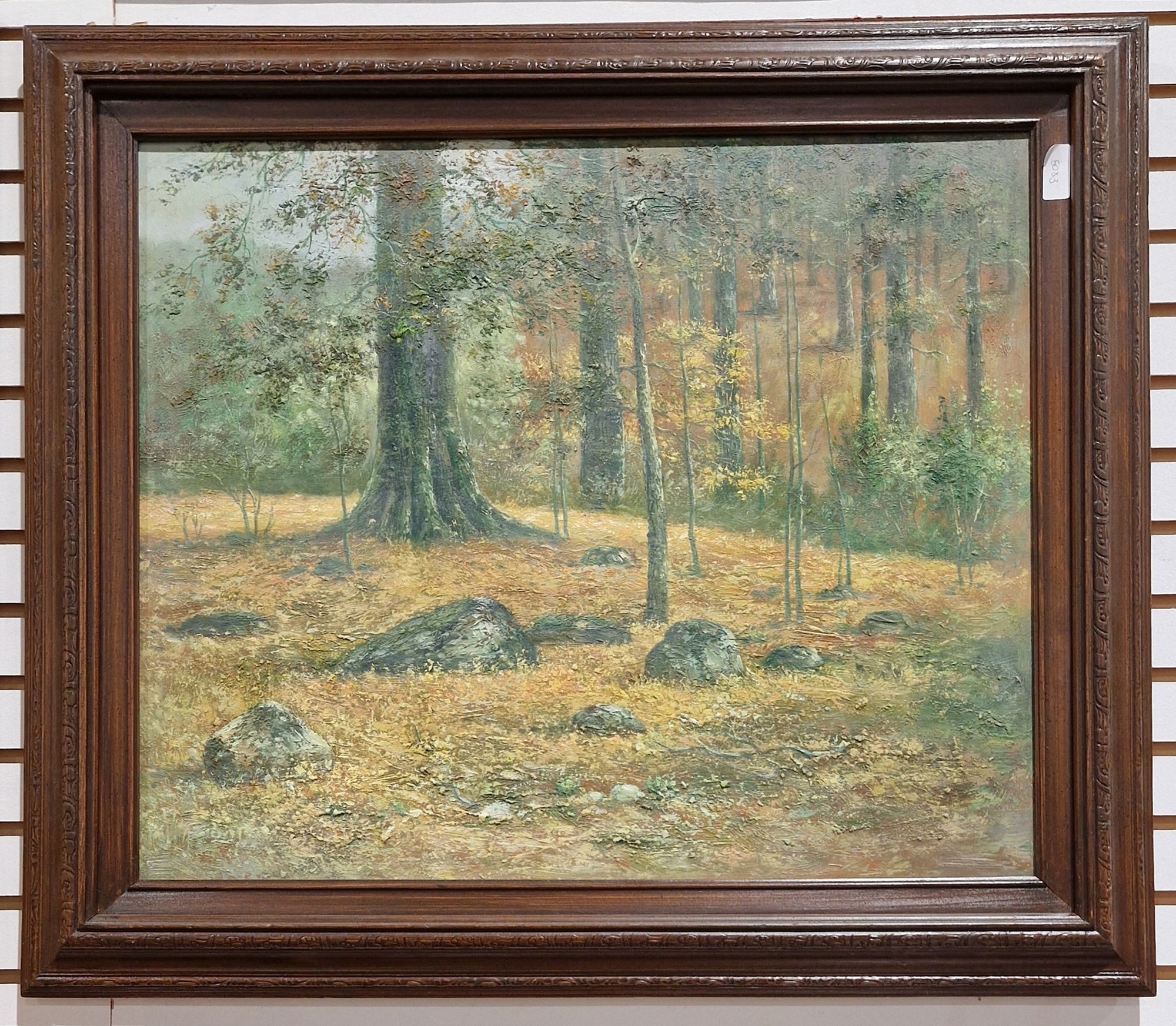 American 20th century School Oil on canvas Wooded autumnal landscape (unsigned), 60cm x 50cm - Bild 2 aus 2