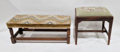 Upholstered oak footstool of rectangular form and another (2)