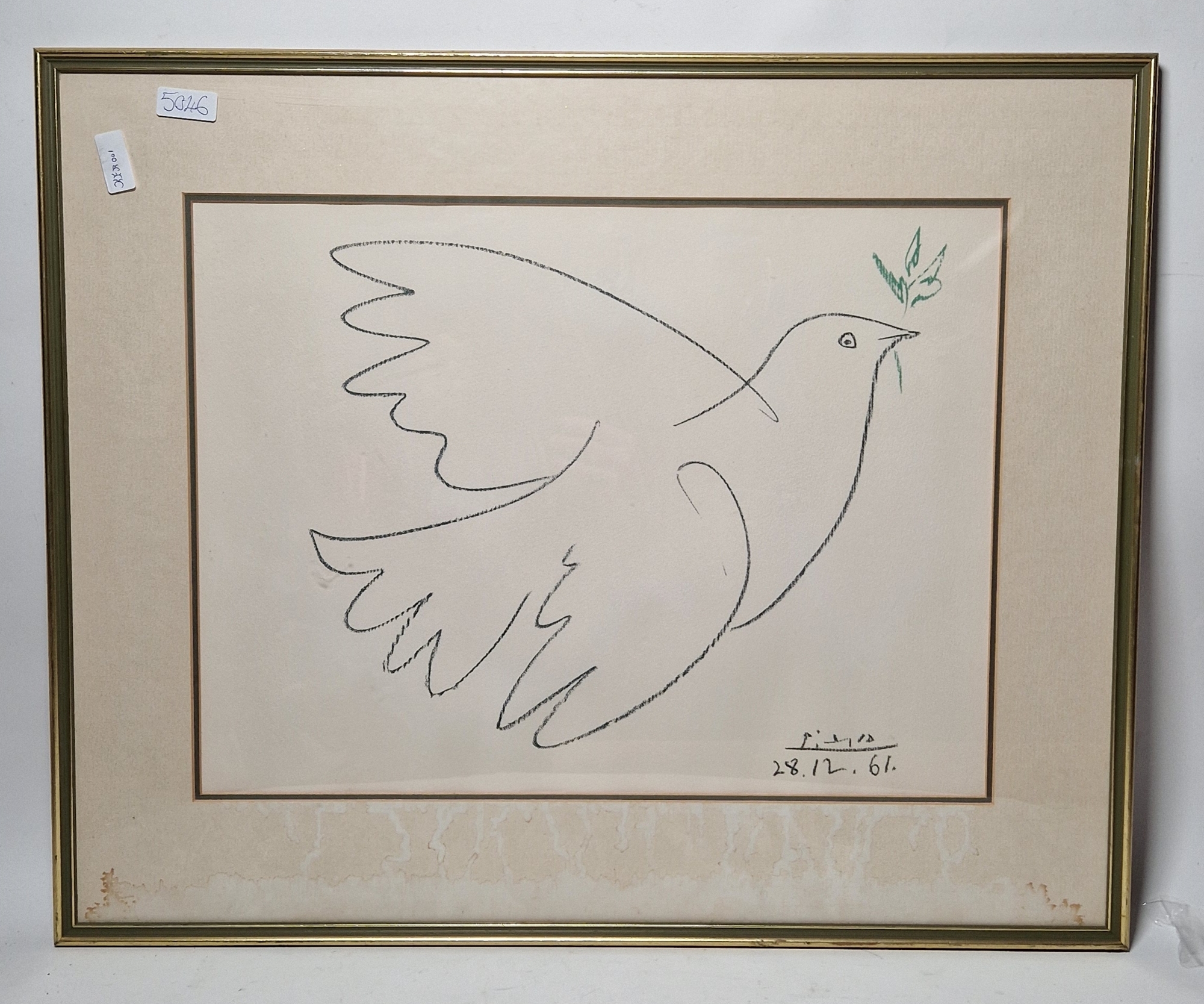 After Pablo Picasso (1881-1973) Offset lithograph "Dove of Peace", open edition, signed and dated - Bild 4 aus 4