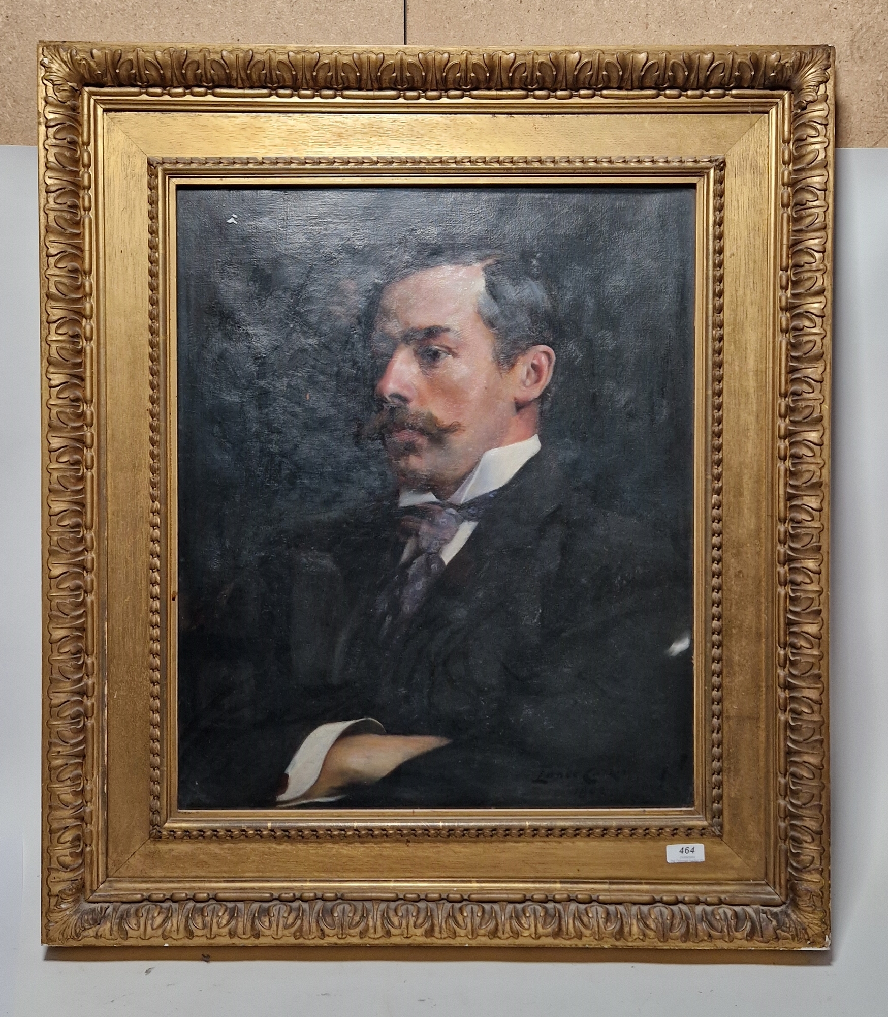 Lance Calkin (1859-1936) Oil on canvas Portrait of a gentleman, signed and dated 1892 lower right - Bild 3 aus 3