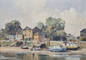 Trevor Chamberlain ROI RSMA (b.1933) Oil on canvas "The Waterfront at Hammersmith", signed and dated