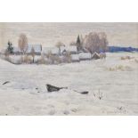 Nina Vasiljevna Skorubskaja (1918-2010) Oil on board Hamlet in winter landscape, signed lower right,
