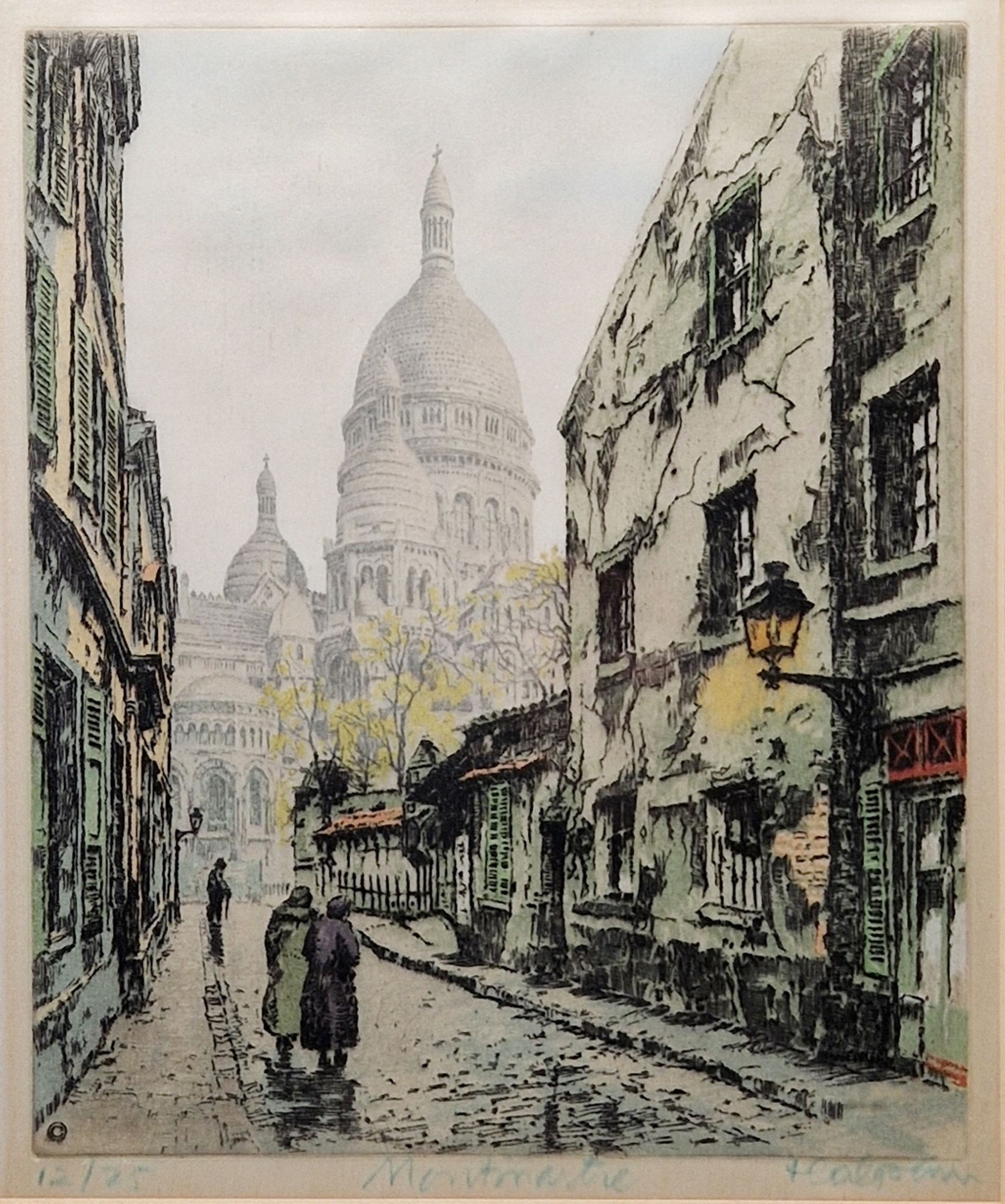 Hans Figura? (1898-1978) Etching in colours "Montmartre", limited edition 12/25, signed, titled - Bild 10 aus 18