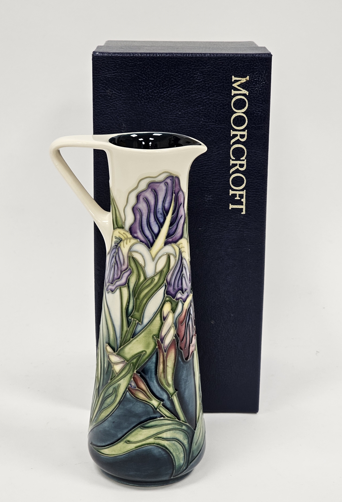 Contemporary Moorcroft tapering cylindrical jug decorated with iris pattern by Rachel Bishop, signed - Image 17 of 32