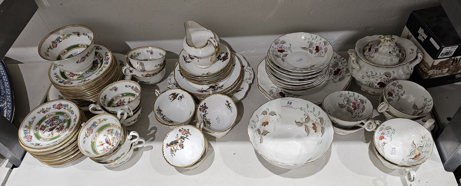 Three English porcelain and bone china part tea services comprising a New Chelsea Staffordshire - Image 2 of 6