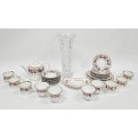 Composite Royal Worcester bone china 'Royal Garden' pattern part tea service, printed iron red