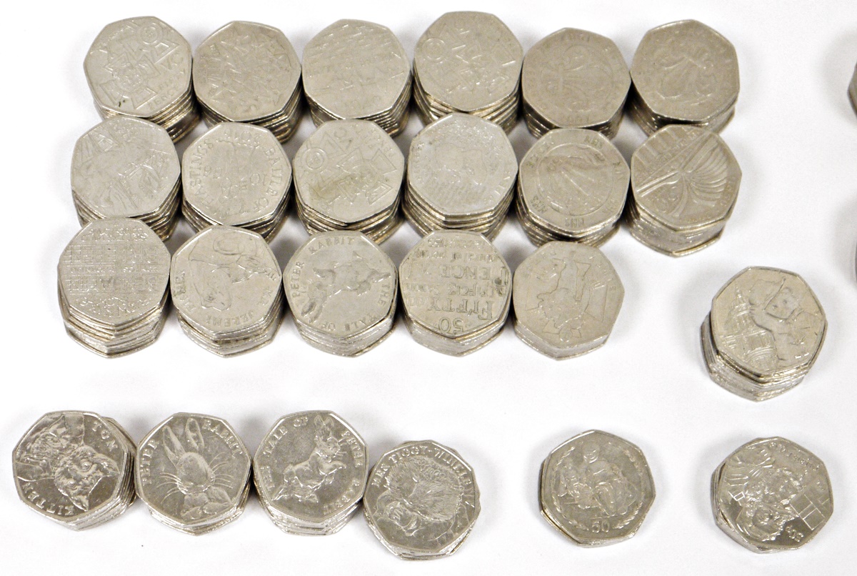 Extensive collection of British 50p coins, circulated, including 2012 Olympics, approximately 314 ( - Image 2 of 3