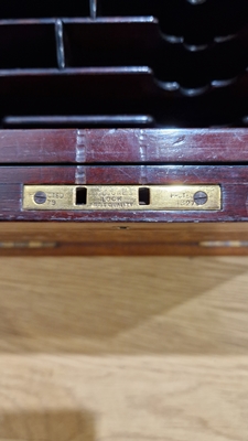 Edwardian marquetry inlaid fall-front stationery casket, the front with leather lined fold-out - Image 48 of 54