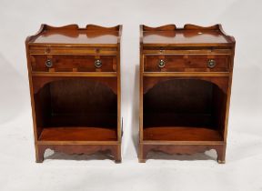 Pair of reproduction veneered bedside cupboards, each 72cm high (2)