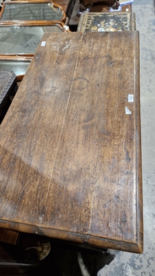 18th century oak dole cupboard, the two cupboard doors with turned spindle sections, carved and - Image 6 of 25