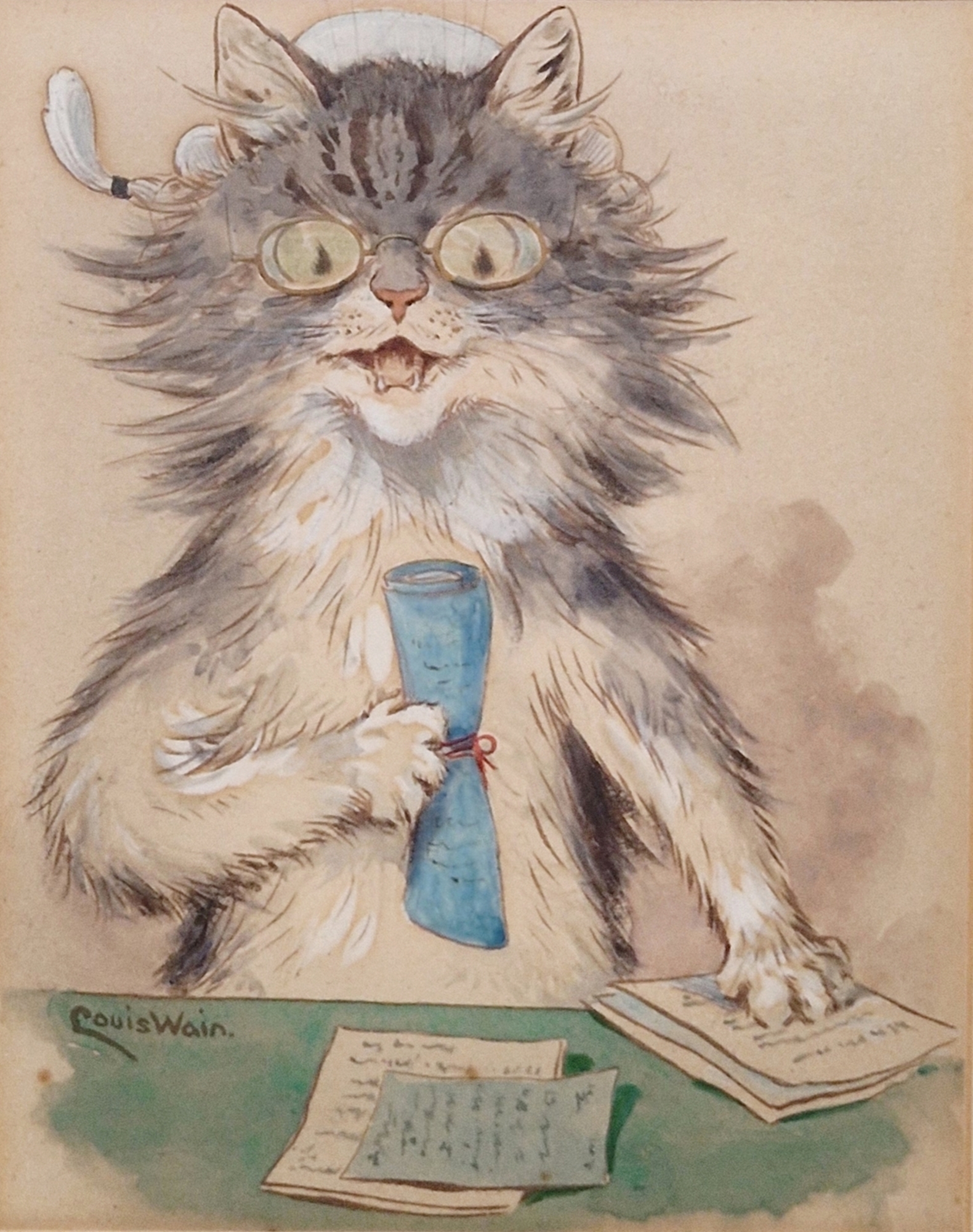 Louis Wain (1860-1939) Set of six watercolour and bodycolour drawings "Scenes from the Courts", - Image 14 of 22