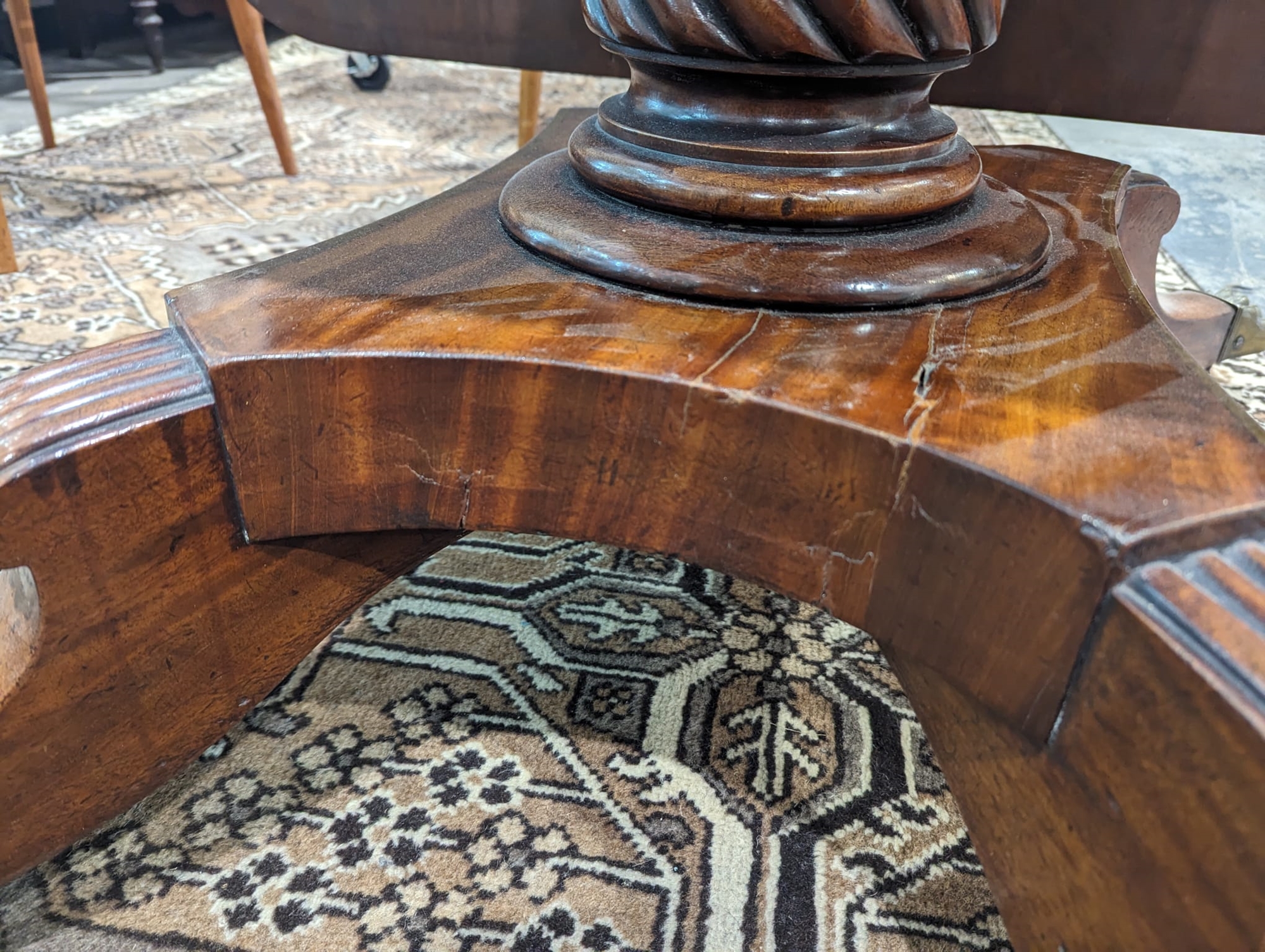 Regency mahogany breakfast table, rectangular with curved corners, rosewood inlaid banding, on large - Image 11 of 26