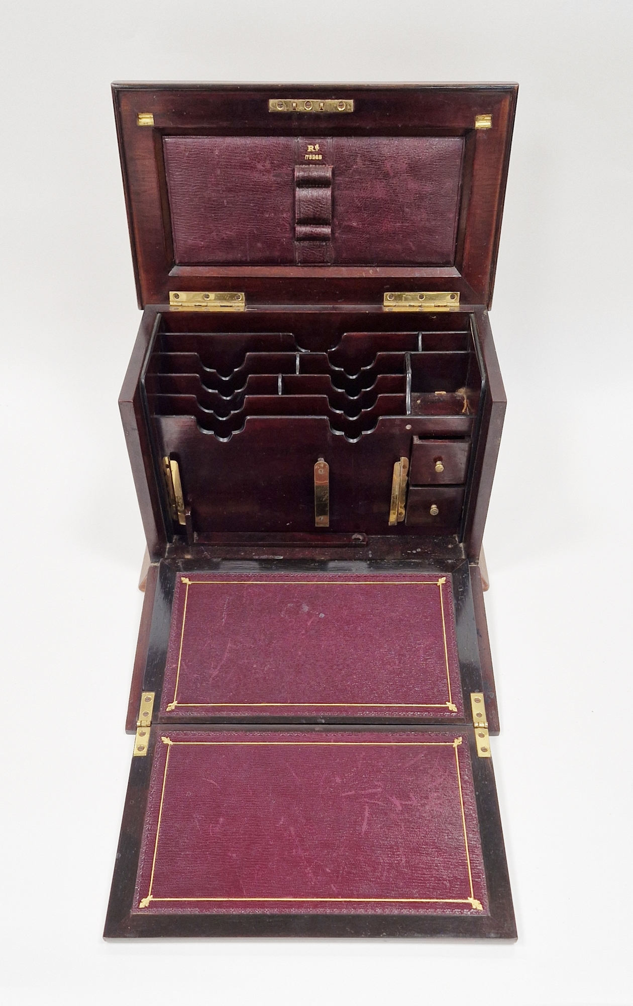 Edwardian marquetry inlaid fall-front stationery casket, the front with leather lined fold-out - Image 29 of 54