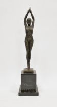 Bronze-effect Art Deco style figure 'Starfish Dancer' after Chiparus, on square section marble
