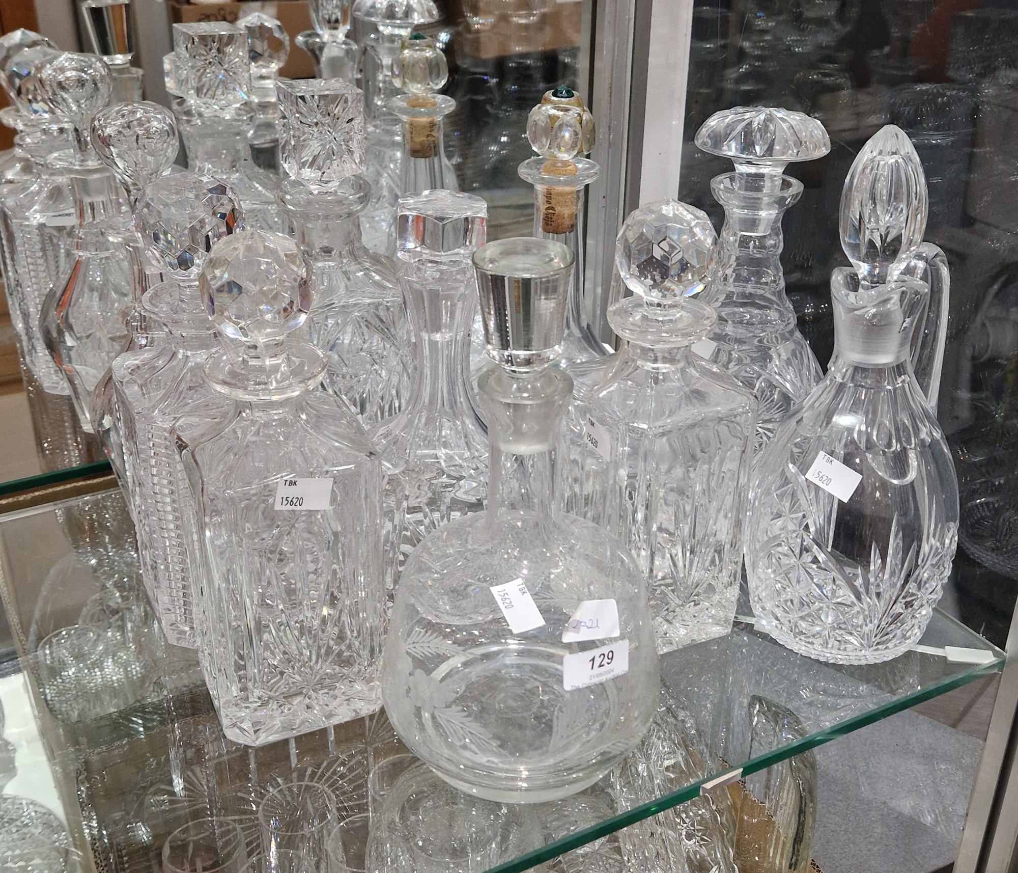 Collection of cut glass decanters and stoppers including four square section spirit decanters and - Image 2 of 2