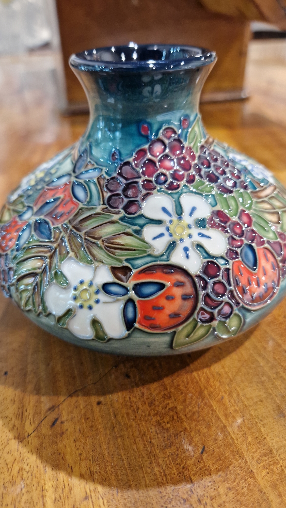 Contemporary Moorcroft 'Carousel' pattern compressed oviform vase, printed and impressed marks, - Image 16 of 18