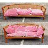 Modern bergere sofa and another matching smaller example, the largest 84cm high x 240cm wide x