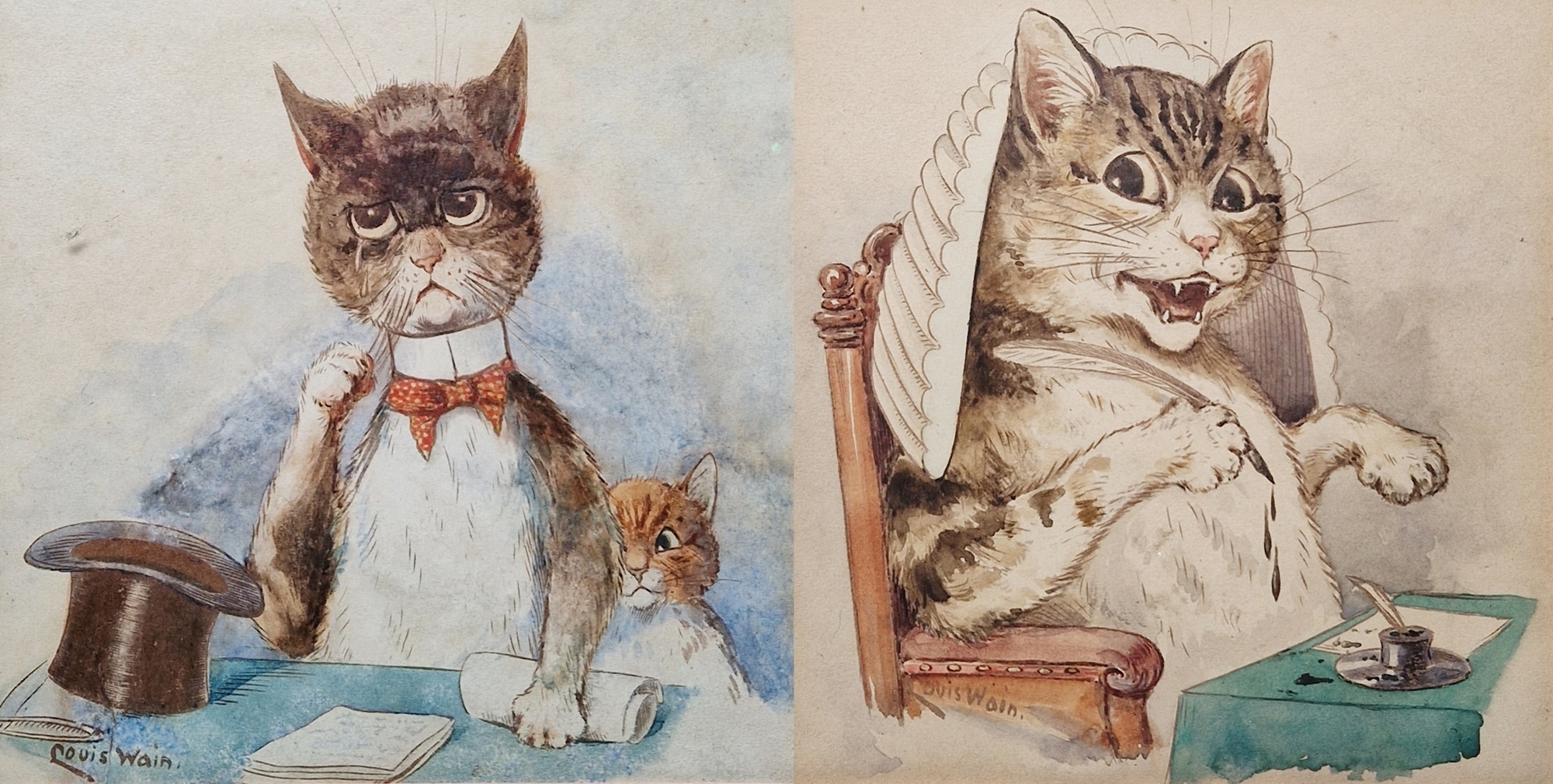 Louis Wain (1860-1939) Set of six watercolour and bodycolour drawings "Scenes from the Courts", - Image 2 of 22