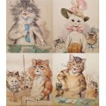 Louis Wain (1860-1939) Set of six watercolour and bodycolour drawings "Scenes from the Courts",