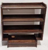 Mid 20th century oak four-shelf bookcase with cut away base, 93cm high x 85cm wide x 28cm deep