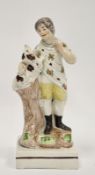 Theophilus Smith Staffordshire pearlware figure of a man and hound, late 18th century, impressed T.