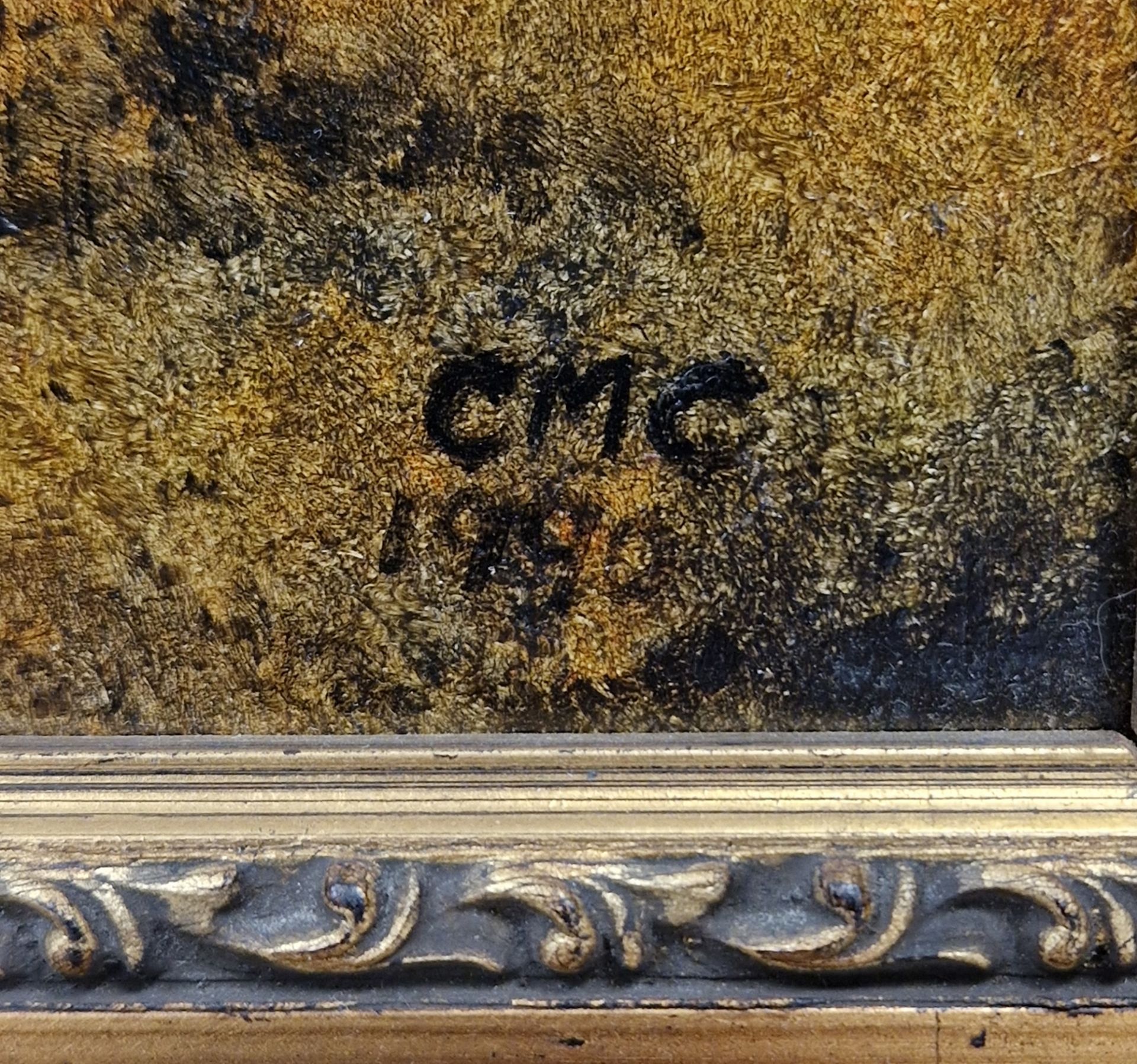 CMC Oil on panel Rural landscape with three sheep in foreground, initialled lower right and dated - Image 6 of 6