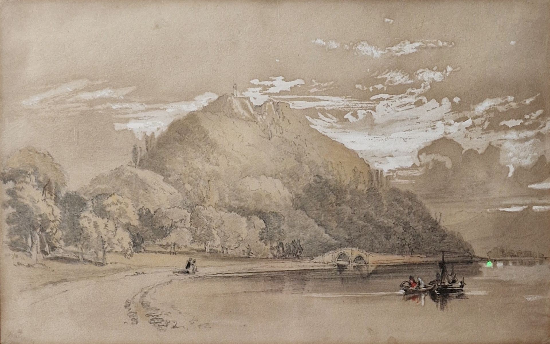 Attributed to George Clarkson Stanfield (1828-1878) Pencil and watercolour sketch heightened with