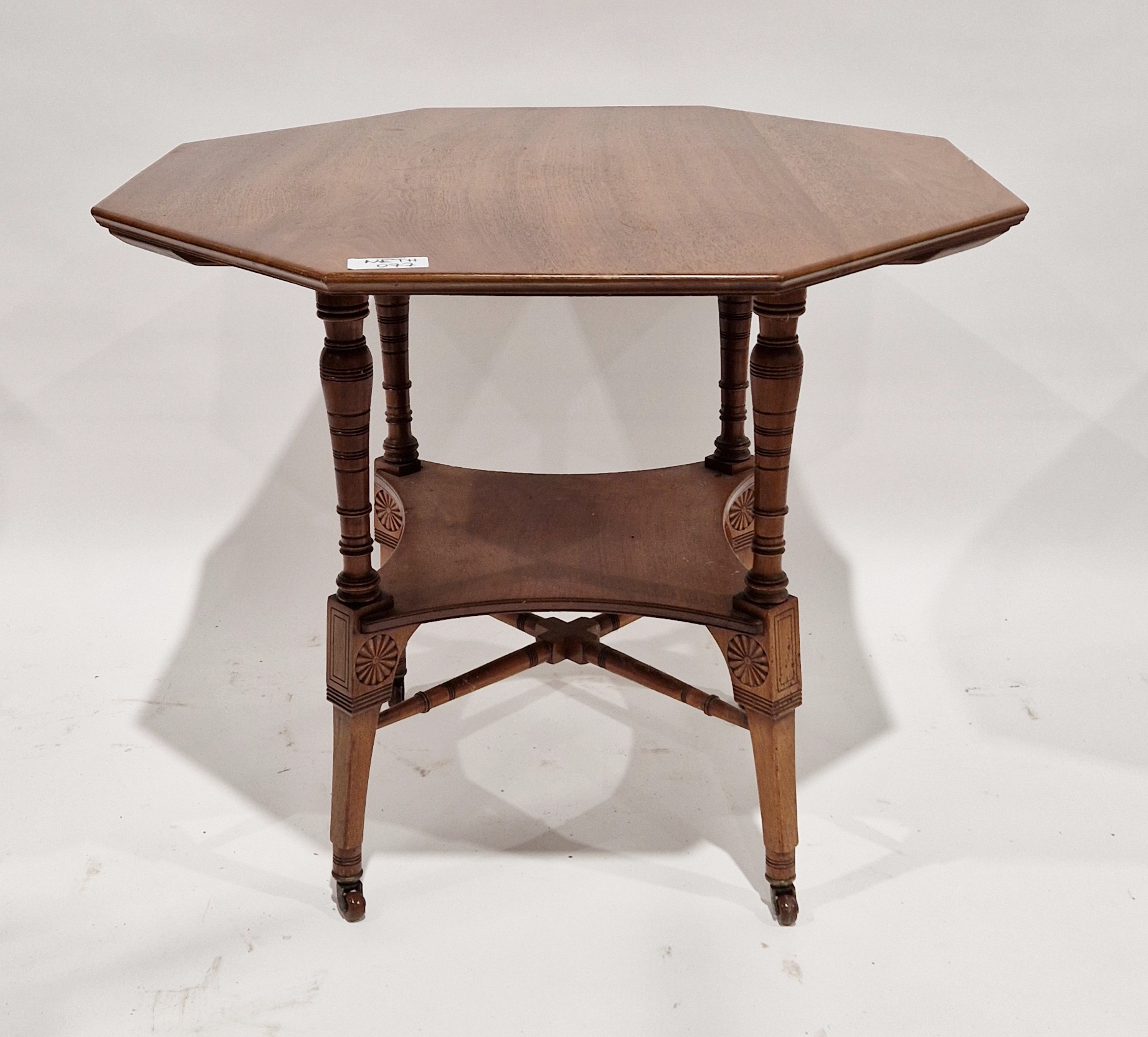 19th century mahogany octagonal occasional table in Aesthetic-Movement taste, on turned supports
