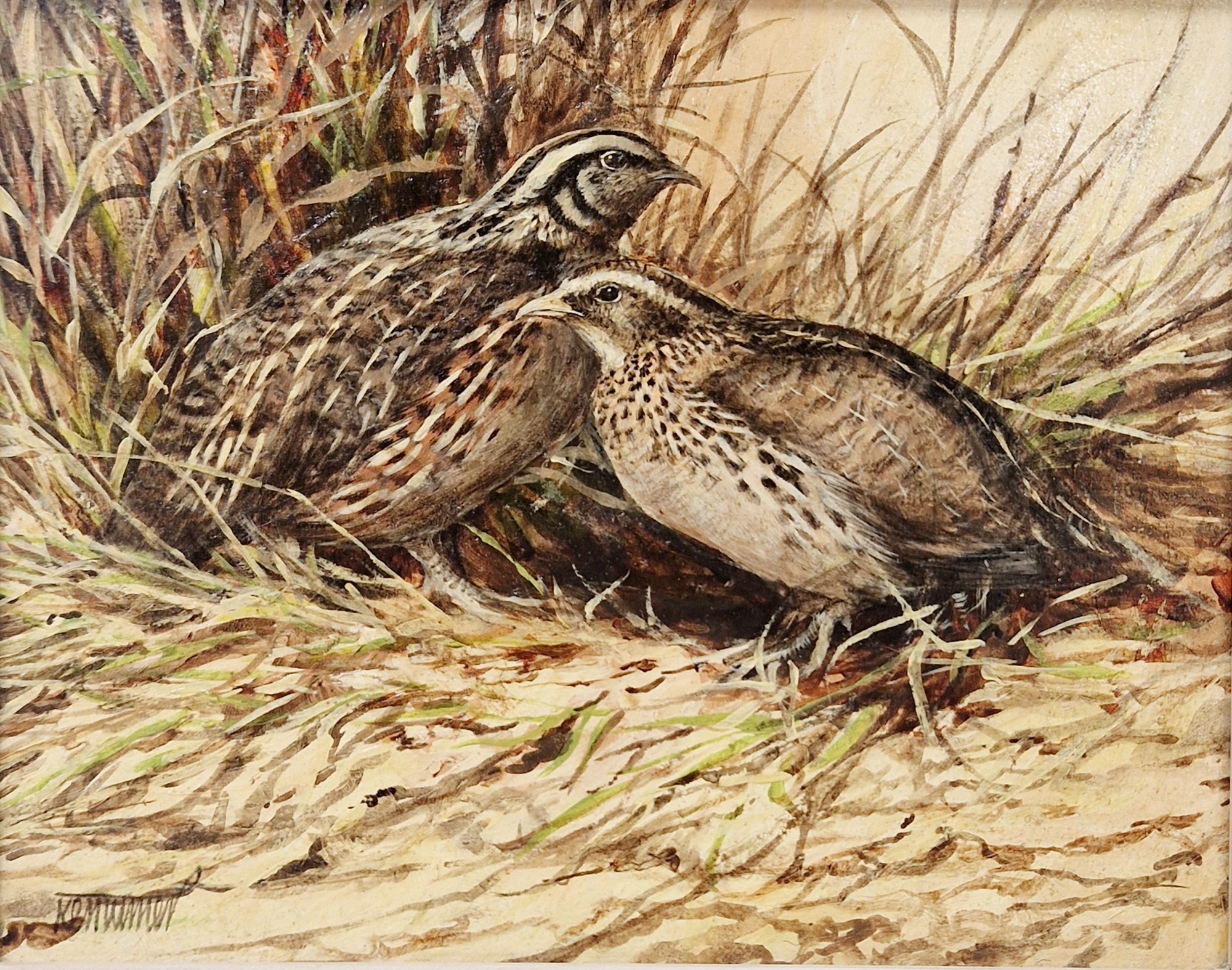 Ken Turner (1926) Oil on board Two quail amongst grasses, signed lower left, 14cm x 17.5cm - Bild 15 aus 28