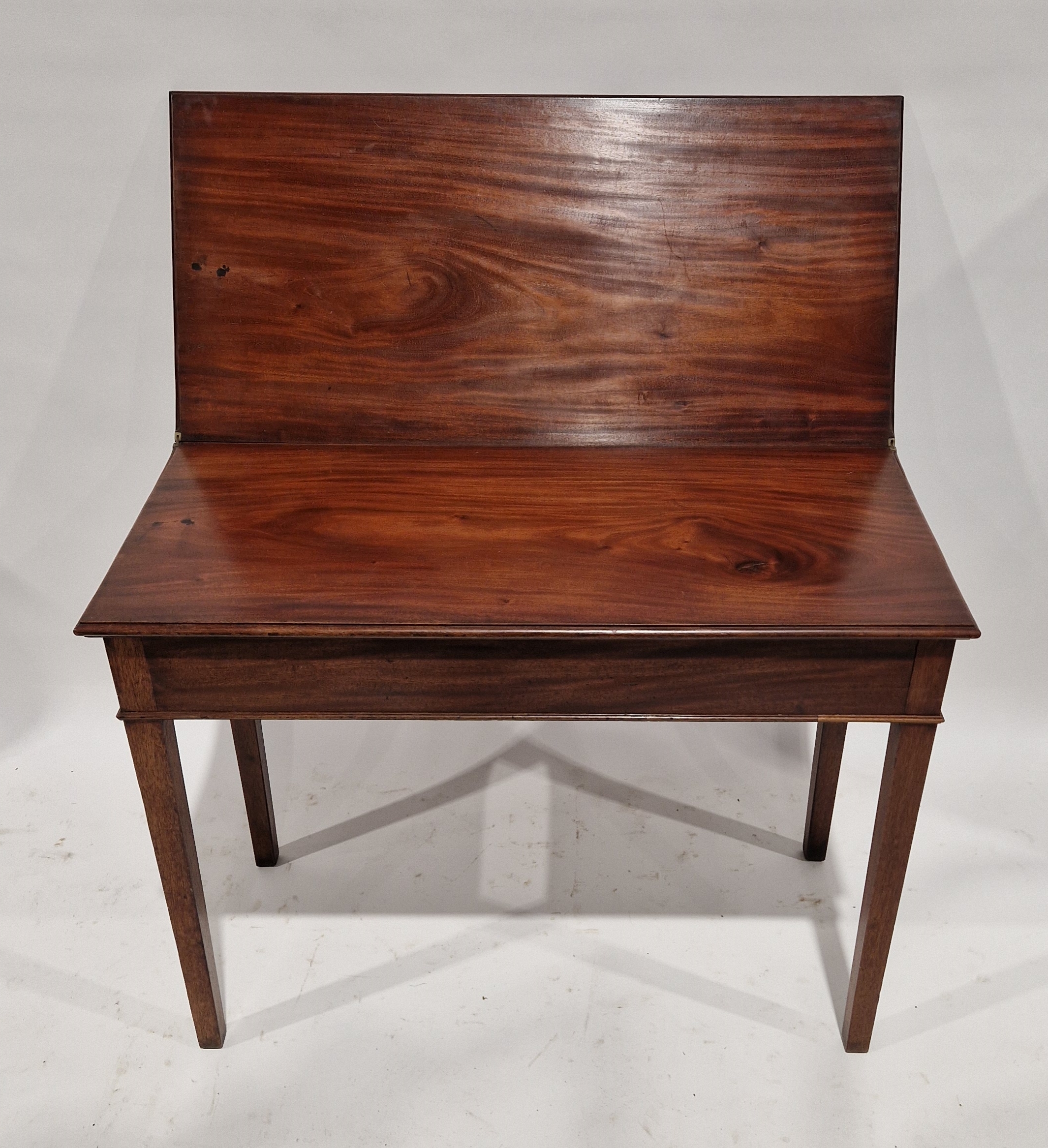 19th century mahogany rectangular folding side table, the moulded top above tapering square - Image 2 of 4