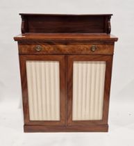 19th century mahogany small chiffonier with raised ledge back, one long drawer having brass drop