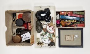 Selection of seal waxes and seals, a 19th century tortoiseshell-mounted snuff box and cover, various