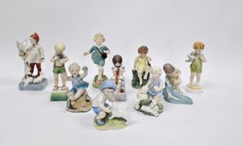 Group of Royal Worcester figures of months of year and days of the week by F G Doughty, printed