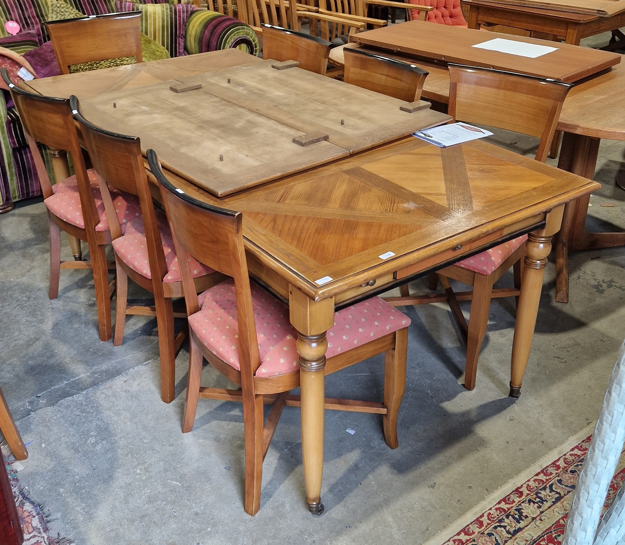 John Lewis French extending dining table with two additional leaves, 78cm high x 186cm long x 94cm