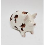 Small Wemyss ware model of a pig decorated in the acorn pattern, circa 1930-50, printed green Made