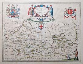 Johannes Blaeu (1599-1673), Bercheria vernacule Barkshire, hand-coloured engraved map, circa 1645,