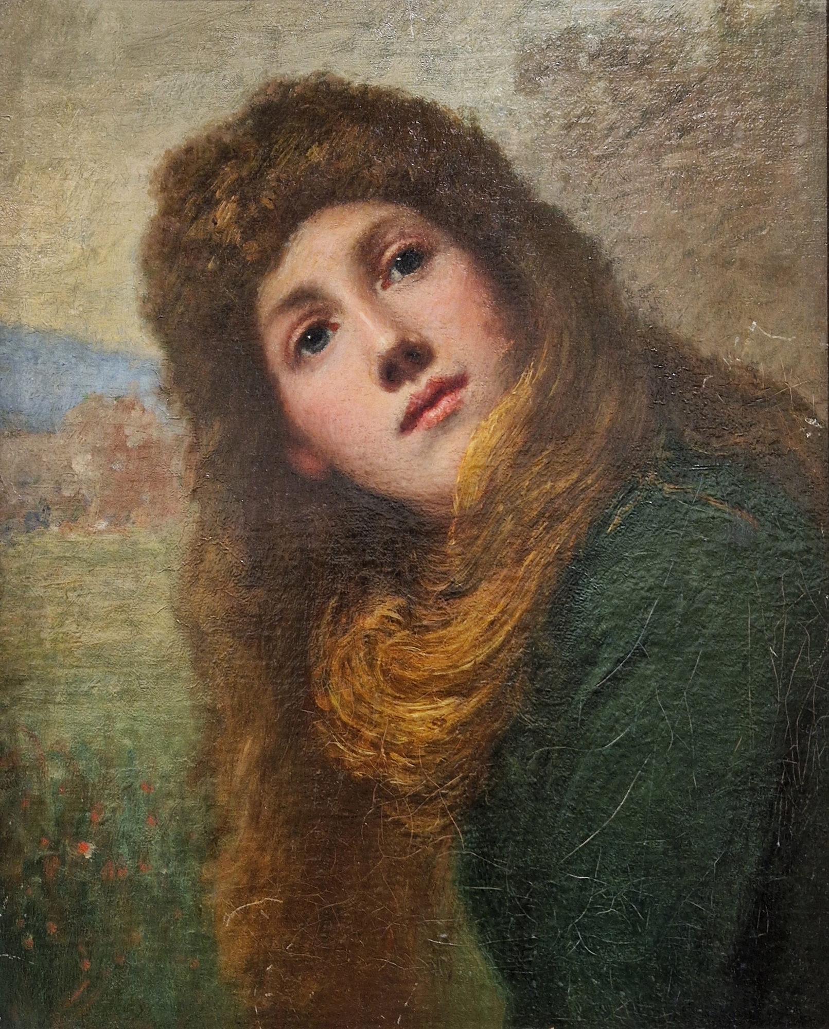 Late 19th century British School Oil on canvas Portrait of a young woman with windswept red hair - Bild 13 aus 24