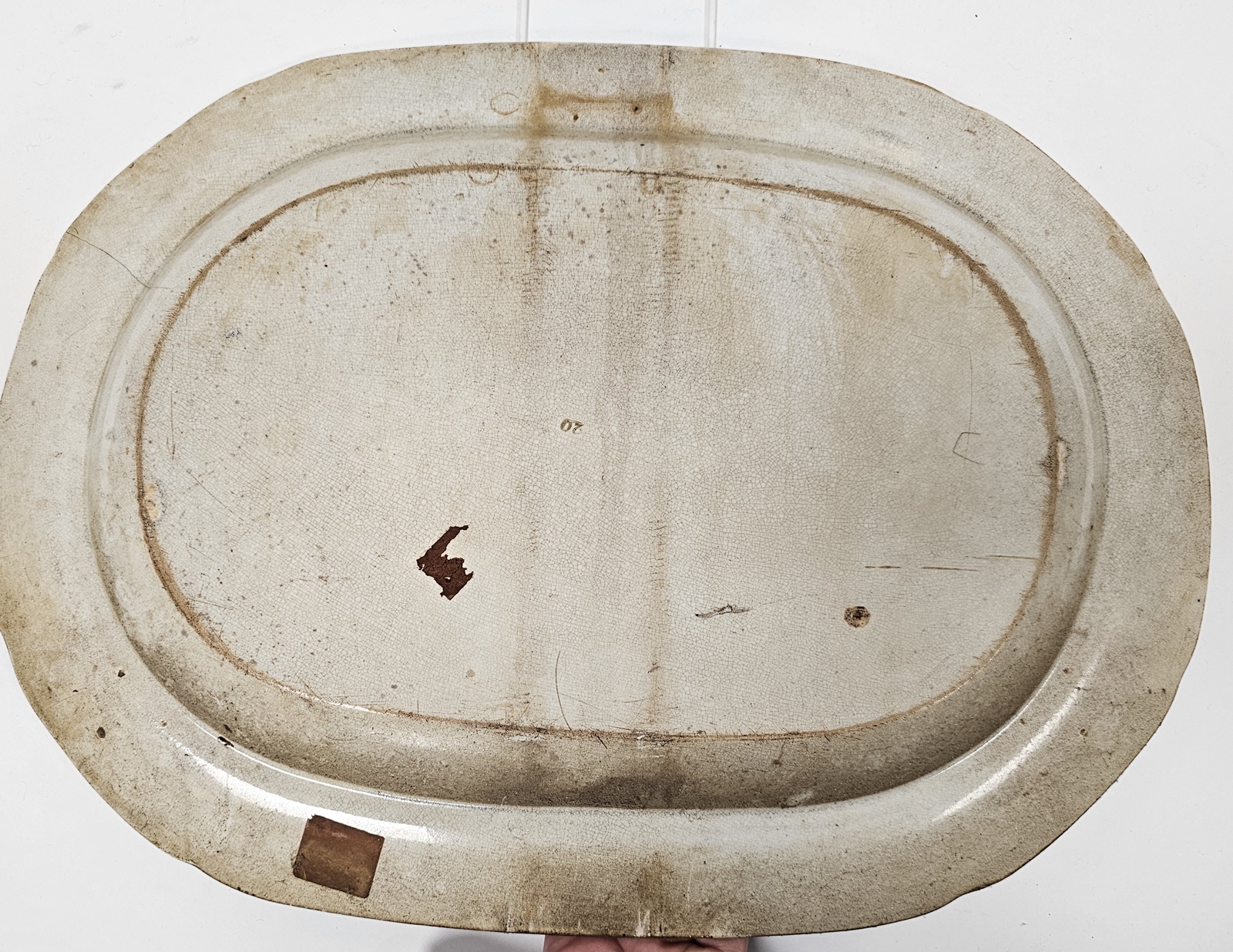 English pearlware shaped rectangular transfer-printed blue and white meat dish, early 19th - Bild 2 aus 2