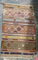 Small Eastern kelim with chevron and lozenge design, 96cm x 58cm, an Eastern small wool rug,