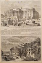 Framed page from Harper's Weekly, 15 December 1866, no. 788, depicting the United States Treasury