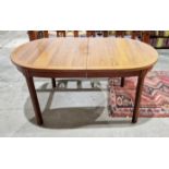 Modern veneered extending dining table of rounded rectangular form, 73cm high x 154cm long x 96cm