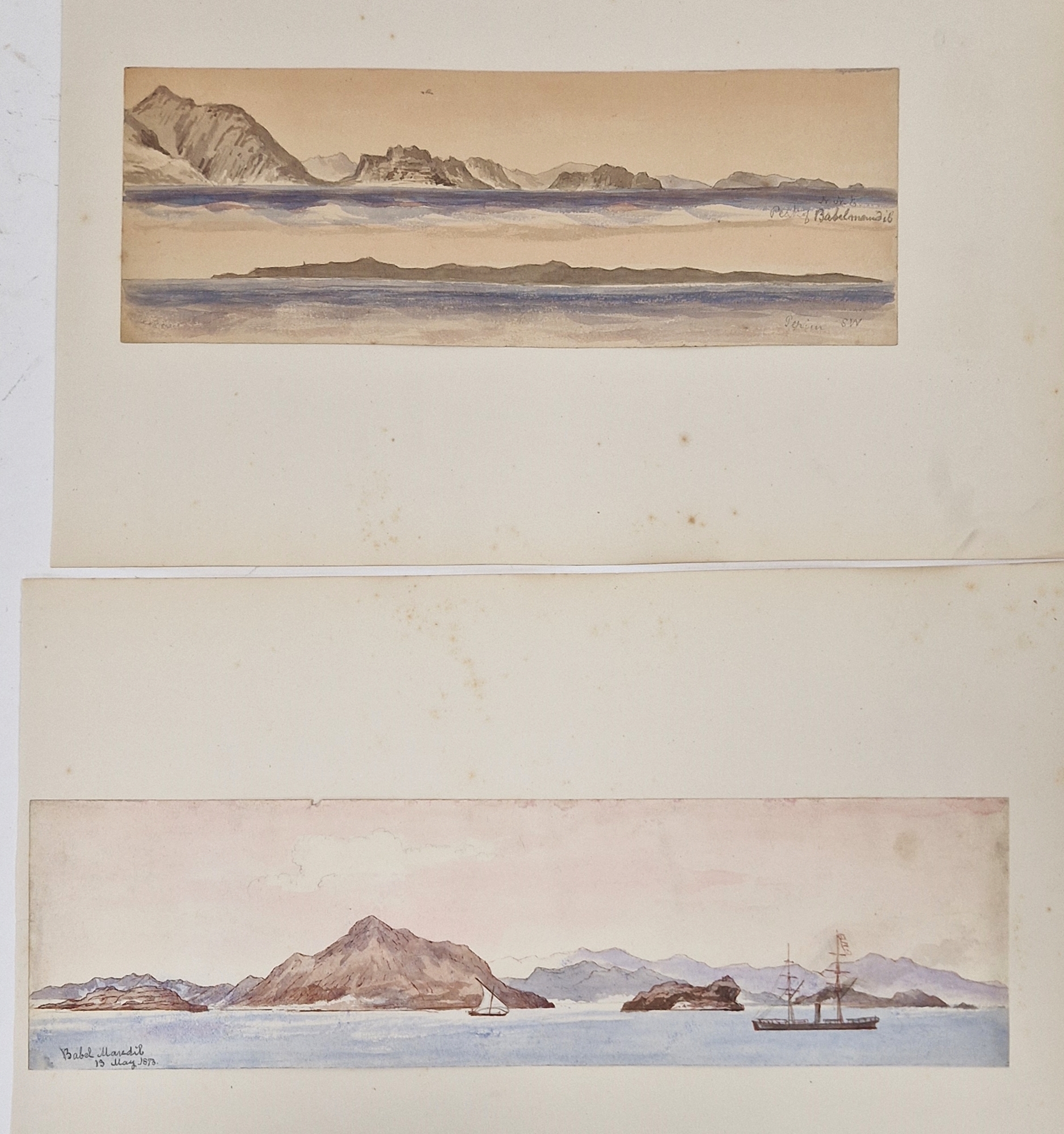 Watercolour drawings - collection Attrib. A H. Walter " A Passage from India to England 1873" - Image 11 of 13