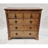 19th century mahogany chest of two short and three long graduated drawers having cockbead borders,