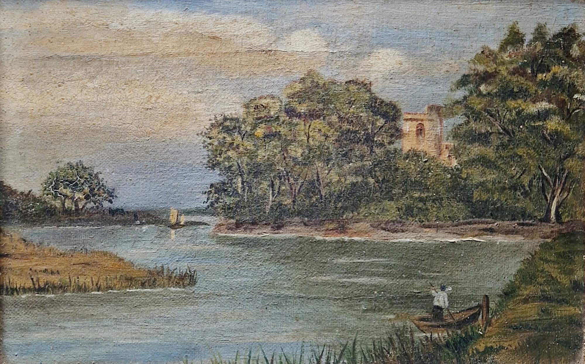 Pair of 19th century British School Oils on canvas Each with a river landscape Signed MJ Edwards & K