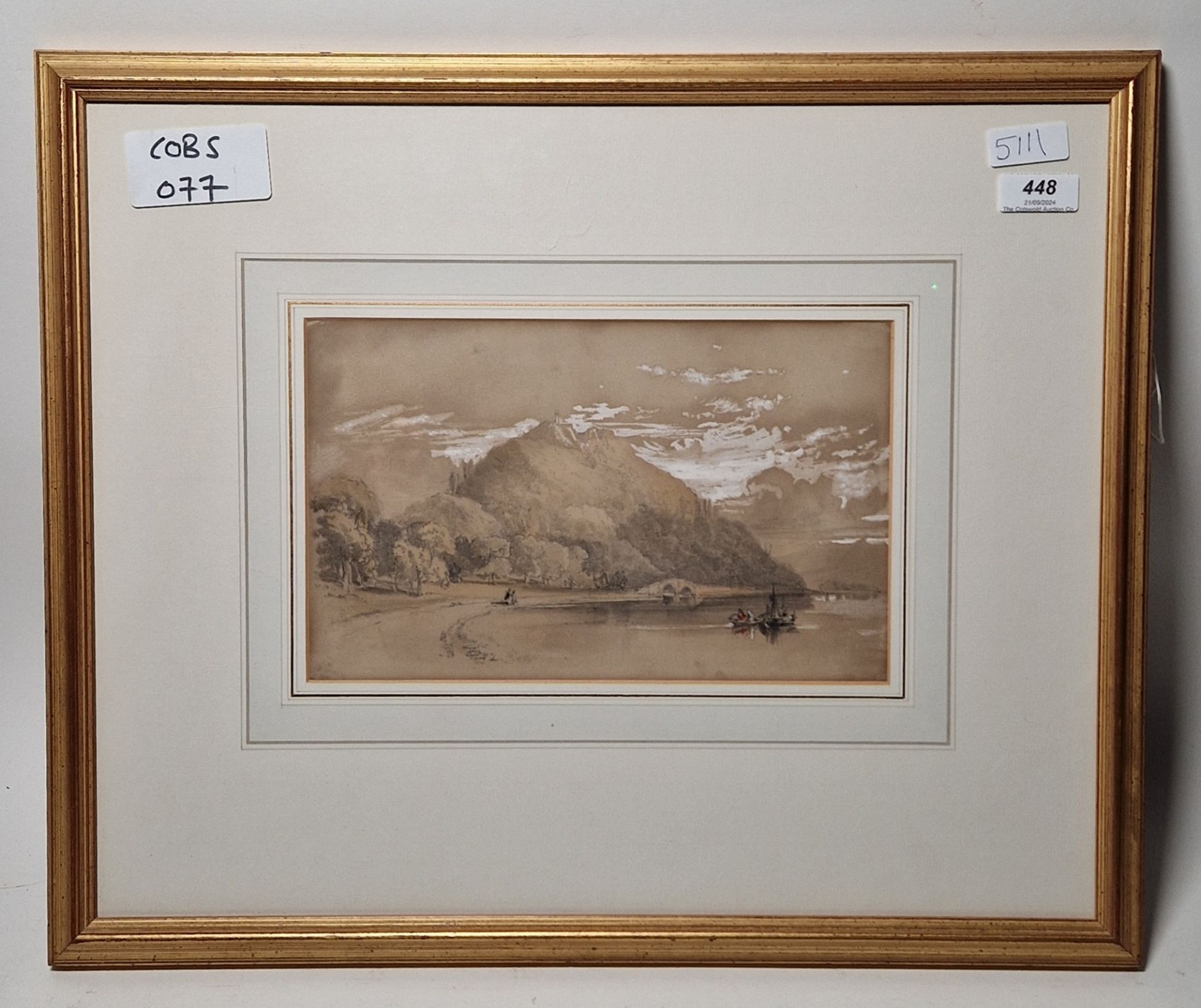 Attributed to George Clarkson Stanfield (1828-1878) Pencil and watercolour sketch heightened with - Image 2 of 3